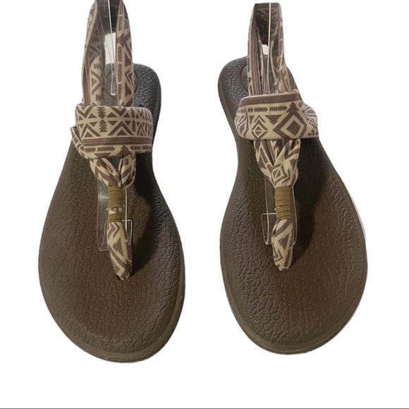 Sanuk Sandals Yoga Sling 2 Brown Aztec Tribal Print Yoga Mat Stretch Comfort - Picture 4 of 10